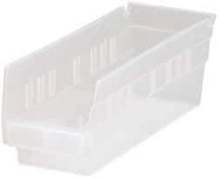 Quantum Storage - 30 Lb. Load Capacity, 11-5/8" Deep, Clear Polypropylene Hopper Shelf Bin - 4" High x 4-1/8" Wide x 11-5/8" Long - Exact Tool & Supply