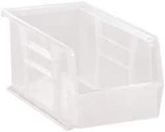 Quantum Storage - 30 Lb. Load Capacity, 10-7/8" Deep, Clear Polypropylene Hopper Stacking Bin - 5" High x 5-1/2" Wide x 10-7/8" Long - Exact Tool & Supply
