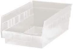 Quantum Storage - 30 Lb. Load Capacity, 11-5/8" Deep, Clear Polypropylene Hopper Shelf Bin - 4" High x 6-5/8" Wide x 11-5/8" Long - Exact Tool & Supply