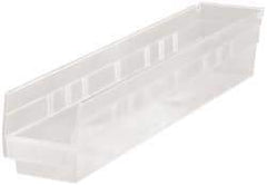 Quantum Storage - 50 Lb. Load Capacity, 23-5/8" Deep, Clear Polypropylene Hopper Shelf Bin - 4" High x 4-1/8" Wide x 23-5/8" Long - Exact Tool & Supply