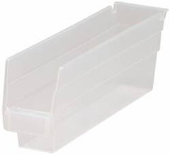 Quantum Storage - 30 Lb. Load Capacity, 11-5/8" Deep, Clear Polypropylene Hopper Shelf Bin - 4" High x 2-3/4" Wide x 11-5/8" Long - Exact Tool & Supply