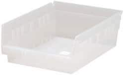 Quantum Storage - 30 Lb. Load Capacity, 11-5/8" Deep, Clear Polypropylene Hopper Shelf Bin - 4" High x 8-3/8" Wide x 11-5/8" Long - Exact Tool & Supply