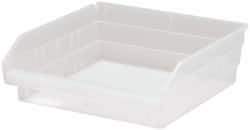 Quantum Storage - 30 Lb. Load Capacity, 11-5/8" Deep, Clear Polypropylene Hopper Shelf Bin - 4" High x 11-1/8" Wide x 11-5/8" Long - Exact Tool & Supply