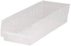 Quantum Storage - 40 Lb. Load Capacity, 17-7/8" Deep, Clear Polypropylene Hopper Shelf Bin - 4" High x 6-5/8" Wide x 17-7/8" Long - Exact Tool & Supply