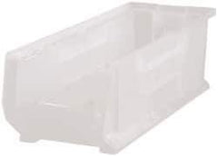 Quantum Storage - 125 Lb. Load Capacity, 23-7/8" Deep, Clear Polypropylene Hopper Stacking Bin - 7" High x 8-1/4" Wide x 23-7/8" Long - Exact Tool & Supply
