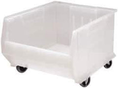 Quantum Storage - 125 Lb. Load Capacity, 23-7/8" Deep, Clear Polypropylene Hopper Stacking Bin - 12" High x 18-1/4" Wide x 23-7/8" Long - Exact Tool & Supply
