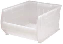 Quantum Storage - 125 Lb. Load Capacity, 23-7/8" Deep, Clear Polypropylene Hopper Stacking Bin - 12" High x 18-1/4" Wide x 23-7/8" Long - Exact Tool & Supply