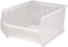 Quantum Storage - 125 Lb. Load Capacity, 23-7/8" Deep, Clear Polypropylene Hopper Stacking Bin - 12" High x 18-1/4" Wide x 23-7/8" Long - Exact Tool & Supply