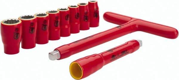 Wiha - 10 Piece 3/8" Drive Socket Set - 12 Points, 8mm to 19mm Range, Metric Measurement Standard - Exact Tool & Supply