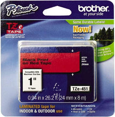 Brother - 1" Wide, Red Tape Cassette - For Label Maker - Exact Tool & Supply