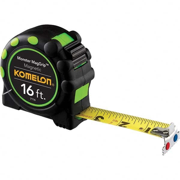 Komelon - 16' x 1" Yellow Blade Tape Measure - Exact Tool & Supply