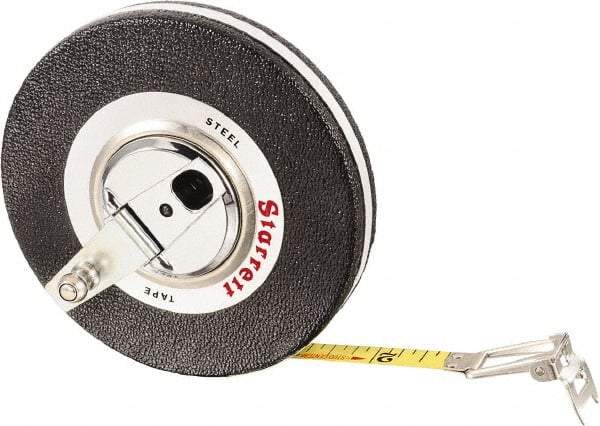 Starrett - 50' x 3/8" Yellow Blade Tape Measure - 1/8" Graduation, L1 Graduation Style, Black Case - Exact Tool & Supply
