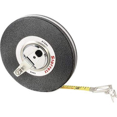 Starrett - 100' x 3/8" Yellow Blade Tape Measure - 1/8" Graduation, L1 Graduation Style, Black Case - Exact Tool & Supply