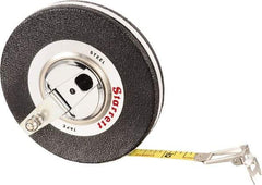 Starrett - 50' x 3/8" Yellow Blade Tape Measure - 1/8" Graduation, L5 Graduation Style, Black Case - Exact Tool & Supply