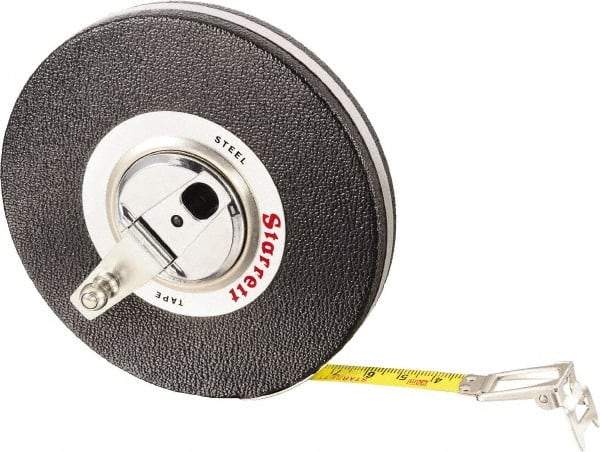 Starrett - 98' x 3/8" Yellow Blade Tape Measure - 1mm Graduation, L8 Graduation Style, Black Case - Exact Tool & Supply
