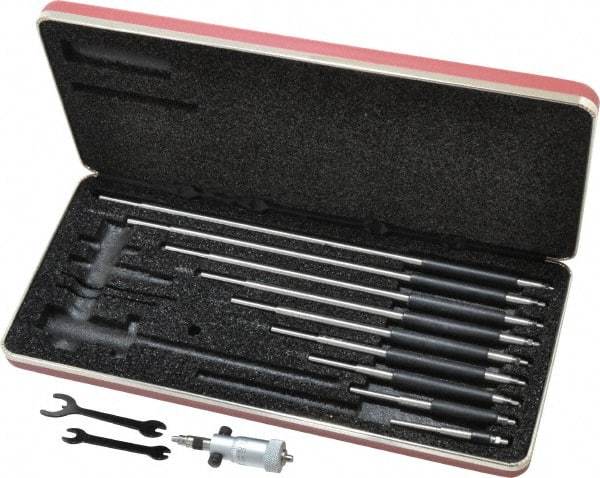 Starrett - 50 to 300mm, Mechanical Inside Micrometer Set - 0.01mm Graduation, Friction Thimble - Exact Tool & Supply