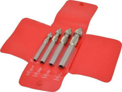 Starrett - 4 Piece 0.187" Pin Vise Set - 4" Long, 4.8mm Max Capacity, Comes in Vinyl Case - Exact Tool & Supply