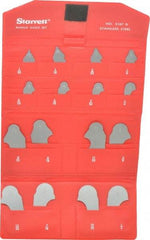 Starrett - 16 Piece, 1/32 to 1/2 Inch Radius, Stainless Steel Radius Gage Set - Satin Chrome Coated - Exact Tool & Supply