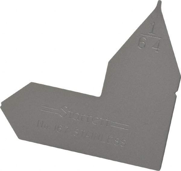 Starrett - 1/64 Inch Radius Gage - Satin Chrome Finish, Stainless Steel - Exact Tool & Supply