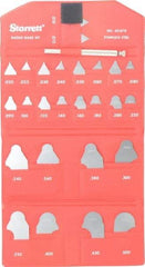 Starrett - 26 Piece, 0.01 to 1/2 Inch Radius, Stainless Steel Radius Gage Set - Satin Chrome Coated - Exact Tool & Supply