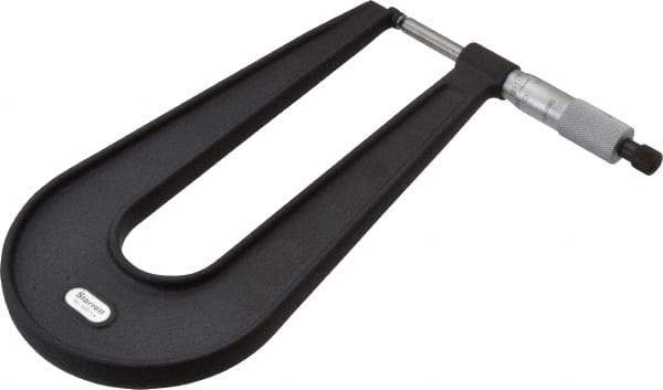 Starrett - 0 to 1" Range, 0.001" Graduation, Mechanical Outside Micrometer - Ratchet Stop Thimble, 6" Throat Depth, Accurate to 0.0001" - Exact Tool & Supply