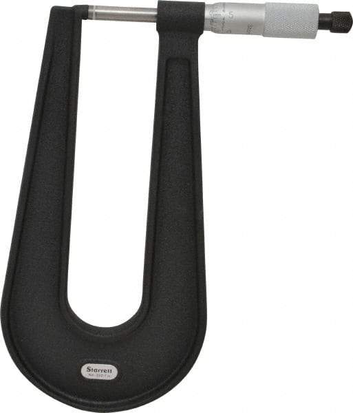 Starrett - 0 to 1" Range, 0.001" Graduation, Mechanical Outside Micrometer - Ratchet Stop Thimble, 6" Throat Depth, Accurate to 0.0001" - Exact Tool & Supply
