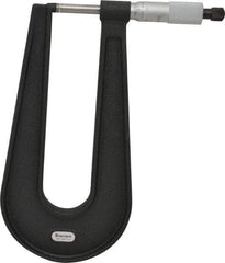 Starrett - 0 to 1" Range, 0.001" Graduation, Mechanical Outside Micrometer - Ratchet Stop Thimble, 6" Throat Depth, Accurate to 0.0001" - Exact Tool & Supply