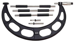 Starrett - Mechanical, 0 to 100 mm Range, Interchangeable Anvil Micrometer - Ratchet Stop Thimble, 0.01 mm Graduation - Exact Tool & Supply
