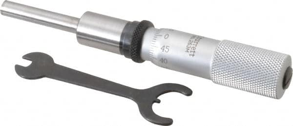 Starrett - 25mm, 5/8 Inch Plain Thimble, 0.2362 Inch Diameter x 1-1/4 Inch Long Spindle, Mechanical Micrometer Head - Exact Tool & Supply