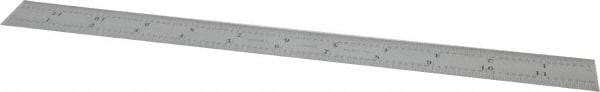 Starrett - 12" Long, 1/64, 1/50, 1/32, 1/10" Graduation, Flexible Steel Rule - 3R Graduation Style, 1" Wide, Silver, Satin Chrome Finish - Exact Tool & Supply