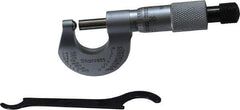 Starrett - Mechanical, 0 to 1/2 Inch Measurement, Satin Chrome Finish Carbide Face Ball Anvil Micrometer - 0.001 Inch Graduation, Ratchet Stop Thimble - Exact Tool & Supply