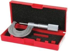 Starrett - Mechanical, 0 to 1 Inch Measurement, Satin Chrome Finish Carbide Face Ball Anvil Micrometer - 0.001 Inch Graduation - Exact Tool & Supply