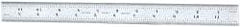 Starrett - 12" Long, 1/100, 1/64, 1/50, 1/32" Graduation, Rigid Spring Steel Rule - 16R Graduation Style, 1" Wide, Silver, Satin Chrome Finish - Exact Tool & Supply