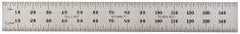 Starrett - 150mm Long, 0.5, 1mm Graduation, Flexible Spring Steel Rule - Metric Graduation Style, 3/4" Wide, Silver, Satin Chrome Finish - Exact Tool & Supply
