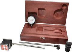 Starrett - 0.0005" Graduation, 1/8" Max Meas, 0-25-0 Dial Reading, Dial Indicator & Base Kit - 1-15/16" Base Length x 1-5/8" Base Width x 1-7/8" Base Height - Exact Tool & Supply