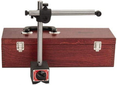 Starrett - 250 Lb Magnetic Pull, Fine Adjustment Indicator Positioner & Holder with Base - Post & Rod, 3" Base Height, 3-1/2" Base Length, 3" Base Width - Exact Tool & Supply