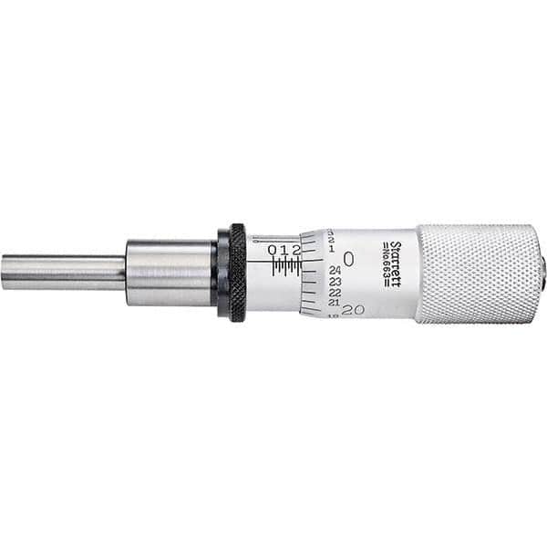 Starrett - 1 Inch, 13/16 Inch Plain Thimble, 0.3 Inch Diameter x 1-1/4 Inch Long Spindle, Mechanical Micrometer Head - Exact Tool & Supply