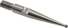 Starrett - 0.8mm Ball Diam, Carbide, Ball Test Indicator Contact Point - 5/8" Contact Point Length, Use with Starrett 811 & 811M Dial Test Indicators - Exact Tool & Supply