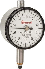 Starrett - 0.05" Range, 0-10-0 Dial Reading, 0.0005" Graduation Dial Drop Indicator - 1-1/4" Dial, 0.02" Range per Revolution - Exact Tool & Supply