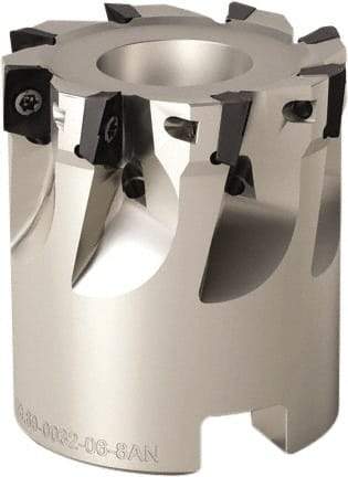 Seco - 8 Inserts, 32mm Cut Diam, 16mm Arbor Diam, 5mm Max Depth of Cut, Indexable Square-Shoulder Face Mill - 90° Lead Angle, 35mm High, XO.. 0602 Insert Compatibility, Through Coolant, Series Nano Turbo - Exact Tool & Supply