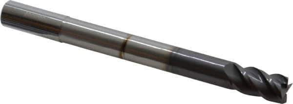 Accupro - 12mm, 22mm LOC, 12mm Shank Diam, 130mm OAL, 4 Flute, Solid Carbide Square End Mill - Single End, AlTiN Finish, Spiral Flute, 40° Helix, Centercutting, Right Hand Cut, Right Hand Flute - Exact Tool & Supply