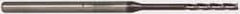 Accupro - 0.075", 1/2" LOC, 1/8" Shank Diam, 2-1/2" OAL, 3 Flute, Solid Carbide Square End Mill - Single End, AlTiN Finish, Spiral Flute, 30° Helix, Centercutting, Series Miniature - Exact Tool & Supply