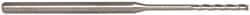 Accupro - 0.065", 1/2" LOC, 1/8" Shank Diam, 2-1/2" OAL, 3 Flute, Solid Carbide Square End Mill - Single End, Uncoated, Spiral Flute, 30° Helix, Centercutting, Series Miniature - Exact Tool & Supply