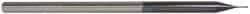 Accupro - 0.02", 0.03" LOC, 1/8" Shank Diam, 2-1/2" OAL, 3 Flute, Solid Carbide Square End Mill - Single End, AlTiN Finish, Spiral Flute, 30° Helix, Centercutting, Series Miniature - Exact Tool & Supply