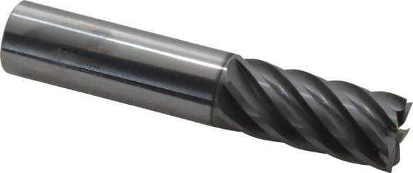 Accupro - 3/4", 1-5/8" LOC, 3/4" Shank Diam, 4" OAL, 7 Flute, Solid Carbide Square End Mill - Single End, nACRo Finish, Spiral Flute, 37.50° Helix, Centercutting, Right Hand Cut, Right Hand Flute - Exact Tool & Supply