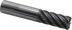 Accupro - 3/4", 1-5/8" LOC, 3/4" Shank Diam, 4" OAL, 7 Flute, Solid Carbide Square End Mill - Single End, nACRo Finish, Spiral Flute, 37.50° Helix, Centercutting, Right Hand Cut, Right Hand Flute - Exact Tool & Supply