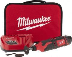 Milwaukee Tool - 12 Volt, Cordless Rotary Tool Kit - 5,000 to 32,000 RPM, Battery Included - Exact Tool & Supply