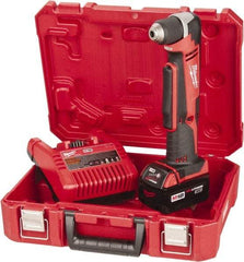 Milwaukee Tool - 18 Volt 3/8" Chuck Right Angle Handle Cordless Drill - 0-1500 RPM, Keyless Chuck, Reversible, 1 Lithium-Ion Battery Included - Exact Tool & Supply