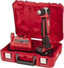 Milwaukee Tool - 18 Volt 3/8" Chuck Right Angle Handle Cordless Drill - 0-1500 RPM, Keyless Chuck, Reversible, 1 Lithium-Ion Battery Included - Exact Tool & Supply