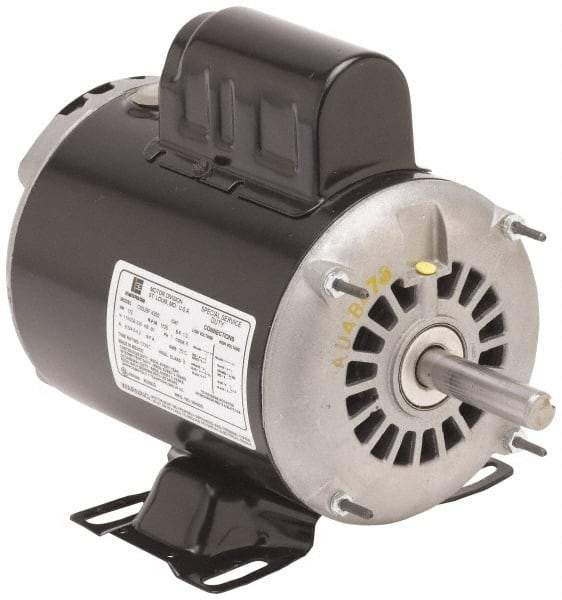 US Motors - 2 hp, ODP Enclosure, No Thermal Protection, 3,450 RPM, 115/230 Volt, 60 Hz, Single Phase Permanent Split Capacitor (PSC) Motor - Size 145T Frame, Rigid Mount, 1 Speed, Ball Bearings, 22.4/11.2 Full Load Amps, B Class Insulation, Reversible - Exact Tool & Supply
